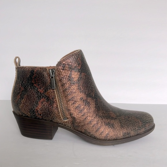 Lucky Brand Women's Basel Leather Snake Print Ankle Bootie Shoes Size 6.5M New - Picture 2 of 6